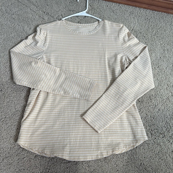 lululemon athletica Tops - Lululemon Nulu Crewneck Long Sleeve Yellow Stripe size 8